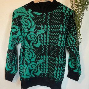 80's Green Matallic Over-sized Sweater